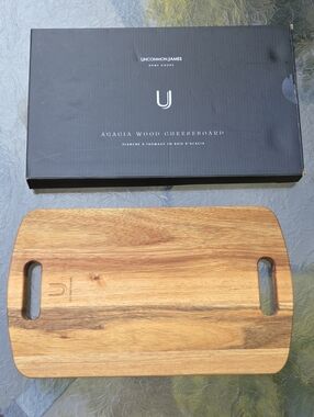 Uncommon James Acacia Wood Cheese Board Charcuterie Serving Board 15" x 9" NIB